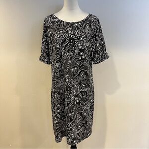 Karen Scott Black and White paisley floral stretchy mini dress zise extra large